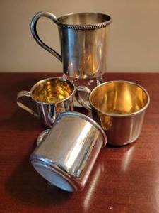 Sterling Silver Handled Childs Cups  118g
