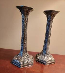 Antique Barbour Silver Co. Repousse Candlesticks