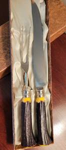 Sheffield Letham & Owen Antler Handle Carving Set