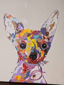 Colorful Oil on Canvas Chihuahua Dog Portrait