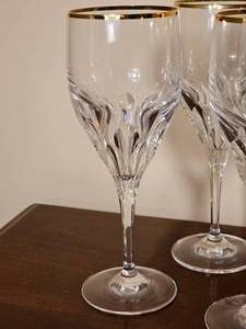 Gorham Gold Rim Wine Crystal Service for 13  9