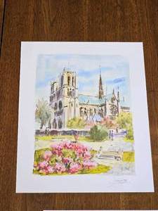 Singed Serio lithograph Notre Dame De Paris  Daniele Cambier
