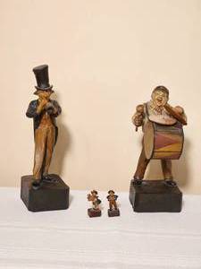 Antique Carved Italian Bank  Characters ( Drummer & Clarinet)