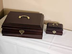 Elegant Mahogany Tone Jewelry Box Set