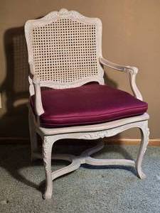 French Provincial Style Cane Back Accent Armchair