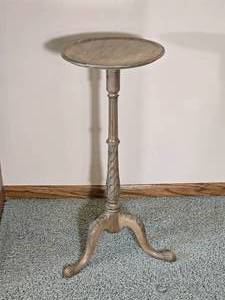 Carved Wood Pedestal Accent Table with Tripod Base
