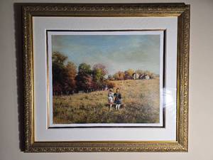 Signed Limited Edition Print of Children in Autumn Landscape - A. Selving