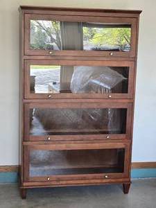 Ethan Allen Contemporary Wood Four Tier Barrister Bookcase