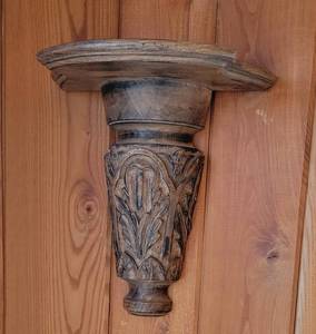 Carved Wooden Wall Sconce Pair