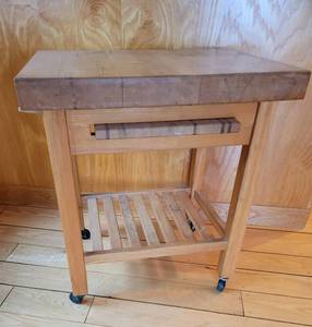 Rolling Butcher Block Kitchen Island Work Station