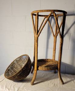 Vintage Wicker Plant Stand