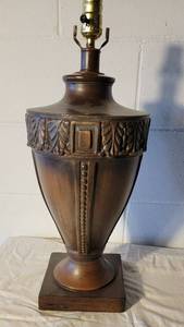 Brown Plaster Urn Table Lamp