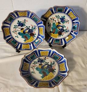 Trio of Japanese Kutani Ware Plates