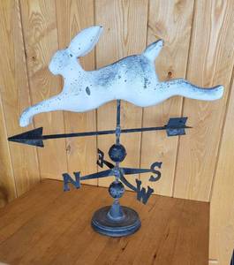 Awesome White Rabbit Leaping Bunny Iron Weather Vane