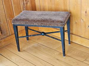 Lepard Print Vanity Stool with Brass Tac