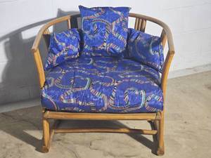 Vintage Low Rattan Barrel Chair