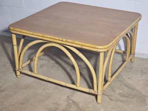 Bright Bamboo Vintage Rattan Cocktail Table