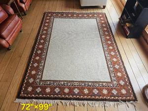 Retro MCM Beige & Orange Area Rug