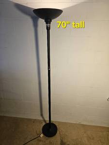 Retro Black Aluminum Torchiere Lamp