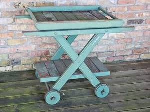 Charming Rolling Patio Bar Cart Plant Table