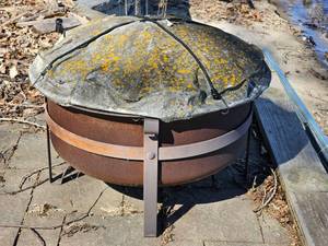 Large Standing 32 Inch Fire Pit with Scrolled Iron Frame