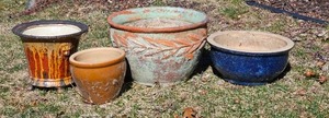 Outdoor Ceramic Planters Bundle Varying Sizes
