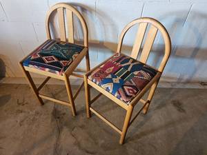 Playful Counter Stools with Navajo Pattern Upholstered Seats