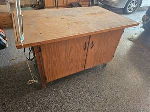 Rugged Rolling Woodshop Storage and Table