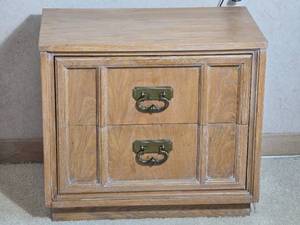 Dixie Furniture Two Drawer Nightstand with Brass Pulls