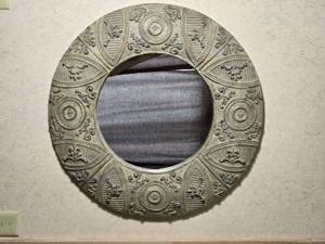 Decorative Round Wall Mirror with Embossed Relief Frame
