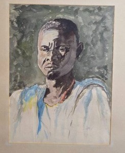 Framed Portrait Watercolor Painting Signed and Dated 1959
