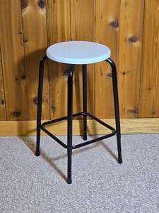 Modern Industrial Style Bar Stool with White Seat and Metal Frame