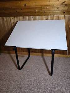 Adjustable Craft Drafting Table with White Top and Metal Base