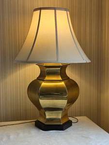 Contemporary Table Lamp with Sculptural Brass Base