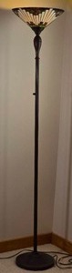 Tiffany Style Torchiere Floor Lamp with Art Glass Shade