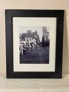 Framed Vintage Black and White City Street Photograph
