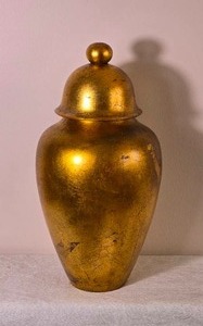 Decorative Gold Tone Urn with Lid