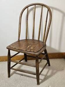 Antique Windsor Style Wooden Chair with Spindle Back