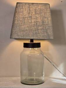Contemporary Glass Jar Table Lamp with Fabric Shade