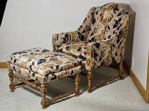 Upholstered Accent Chair with Matching Ottoman
