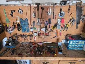 Workshop Tool Wall and Bench Assortment
