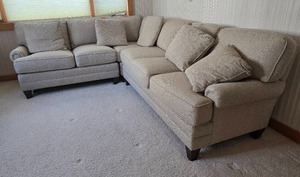 Hickory Manor Upholstered Sectional Sofa with Chaise Neutral Fabric