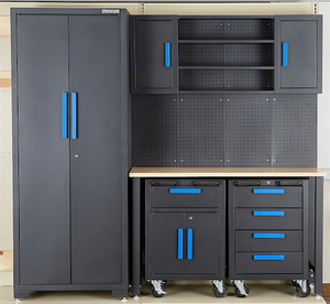 Strongway 6-Pc. Steel Garage Storage System with Drawers, Pegboard, Shelves, Tabletop, 2 Rolling Cabinets, 81.5in. x 75.7in. #115139 Msrp $1,149.99