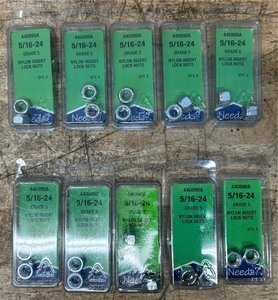 Needa Grade 5, 516-24 Nylon Insert Lock Nuts lot of 10