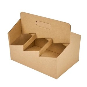 Restpresso Kraft Paper Altalena Drink Carrier - Fits 6 Cups - 11 34 x 7 34 x 9 12 - 100 count box (lot of 4 boxes)