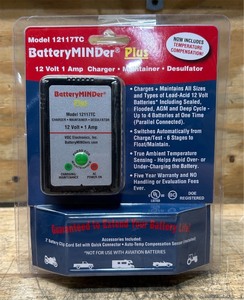 BatteryMINDer Plus Battery ChargerTrickle ChargerDesulfator, 12 Volt, 1 Amp, Model# 12117TC #167981 Msrp $39.99 see description