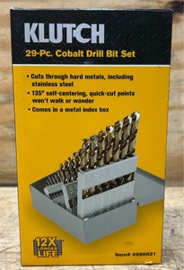Klutch 29-Pc. Cobalt High-Speed Steel Drill Bit Set #4986621 Msrp $79.99 see description