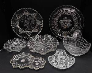 Cut Glass Serving Ware - 7 Pieces