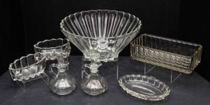 Set of 7 Cut Glass Serving Pieces