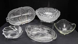 Cut Glass Serving Ware - 5 Pieces